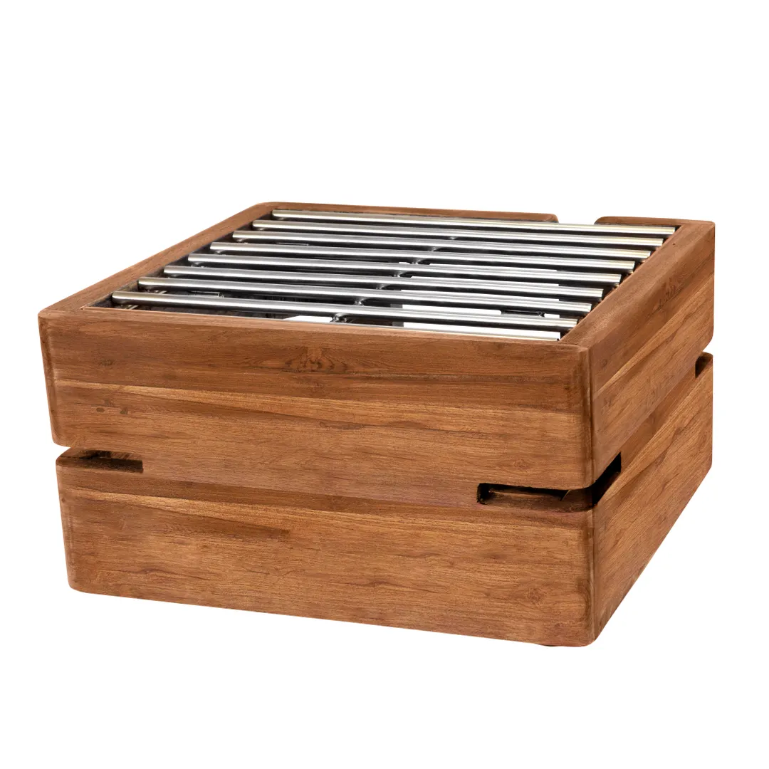 Steelite DWFB116WDT Fusion Riser, 11.0" x 11.0" x 6.0" Wood, Teak Brown, 10"-19" W, 5"-8" H