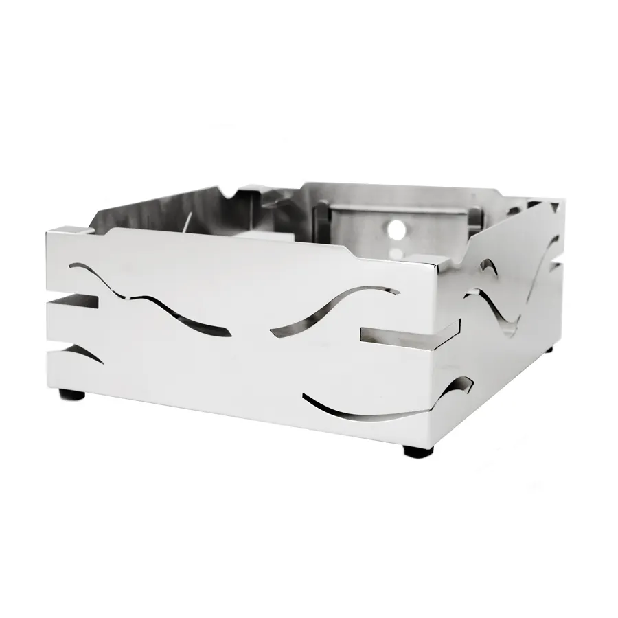 Steelite DWFB145 Riser – 14" W x 14" D x 5" H, 18/10 Stainless Base, Height 5"‑8" Width 10"‑19"