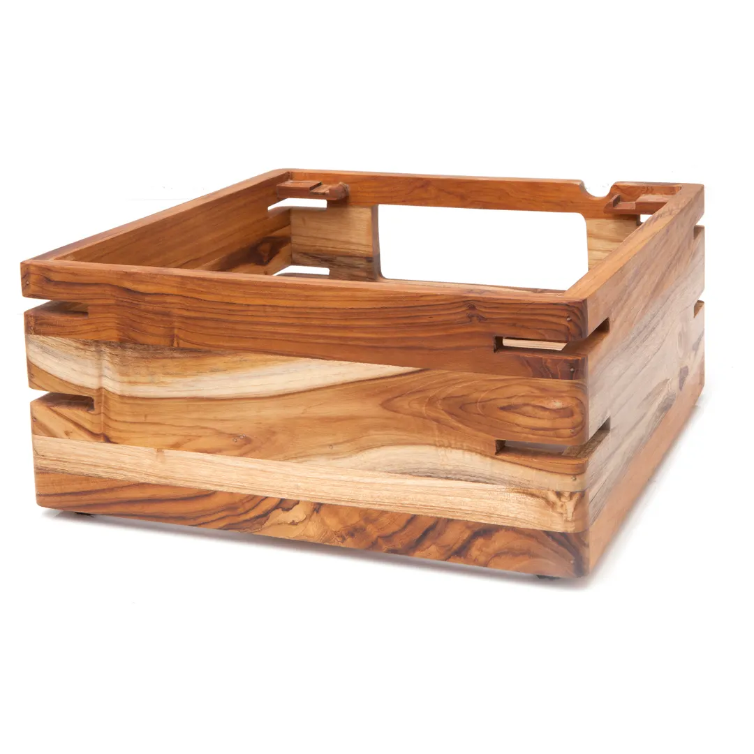 Steelite DWFB147WDT Fusion Buffet Riser, Square 14"W x 14"D x 7"H, Natural Brown Wood
