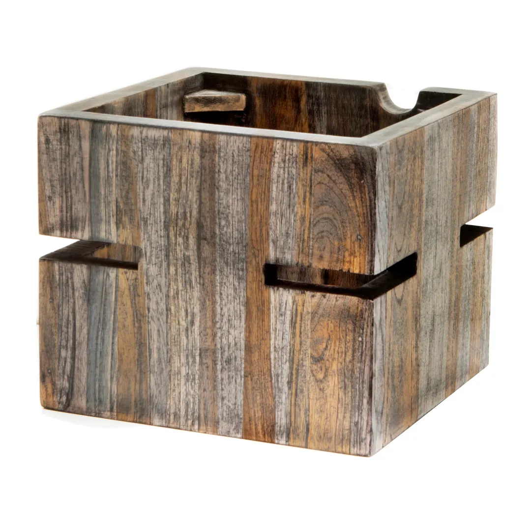 Steelite DWFB66WDAG Fusion Buffet Riser, 6" W x 6" D x 6" H Square Wood Base, Gray, 5"-8" Height