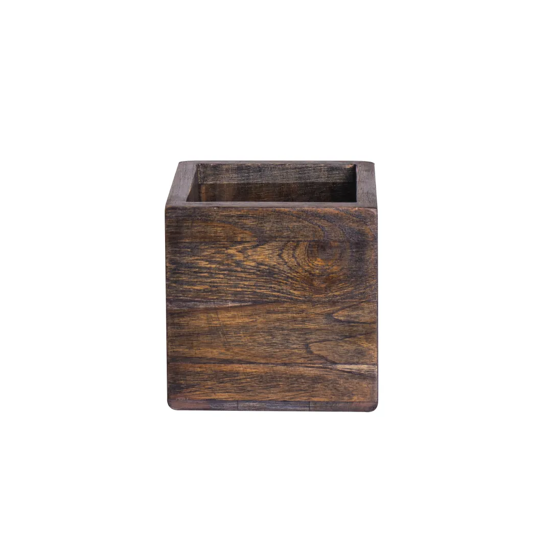 Steelite DWFBBX375AG Display Riser, 4" x 4" x 4" H Grey Wood, 9" Width/Depth, Haber Fusion Buffet