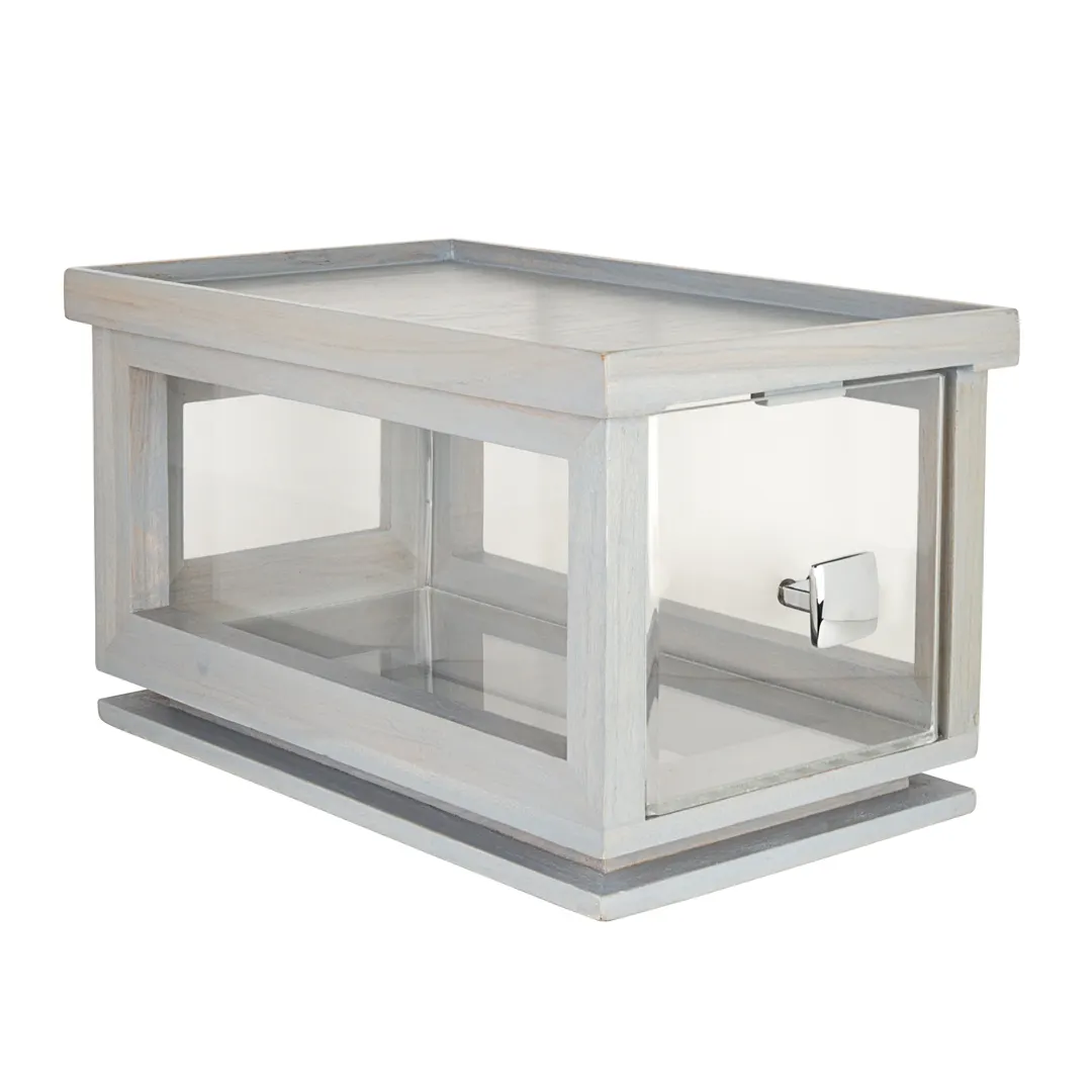 Steelite DWFBWDBDGW Bakery Box, 14-1/4" x 8-1/2" x 8-1/2" H, Acrylic Drawer, Wood, Gray Wash Finish