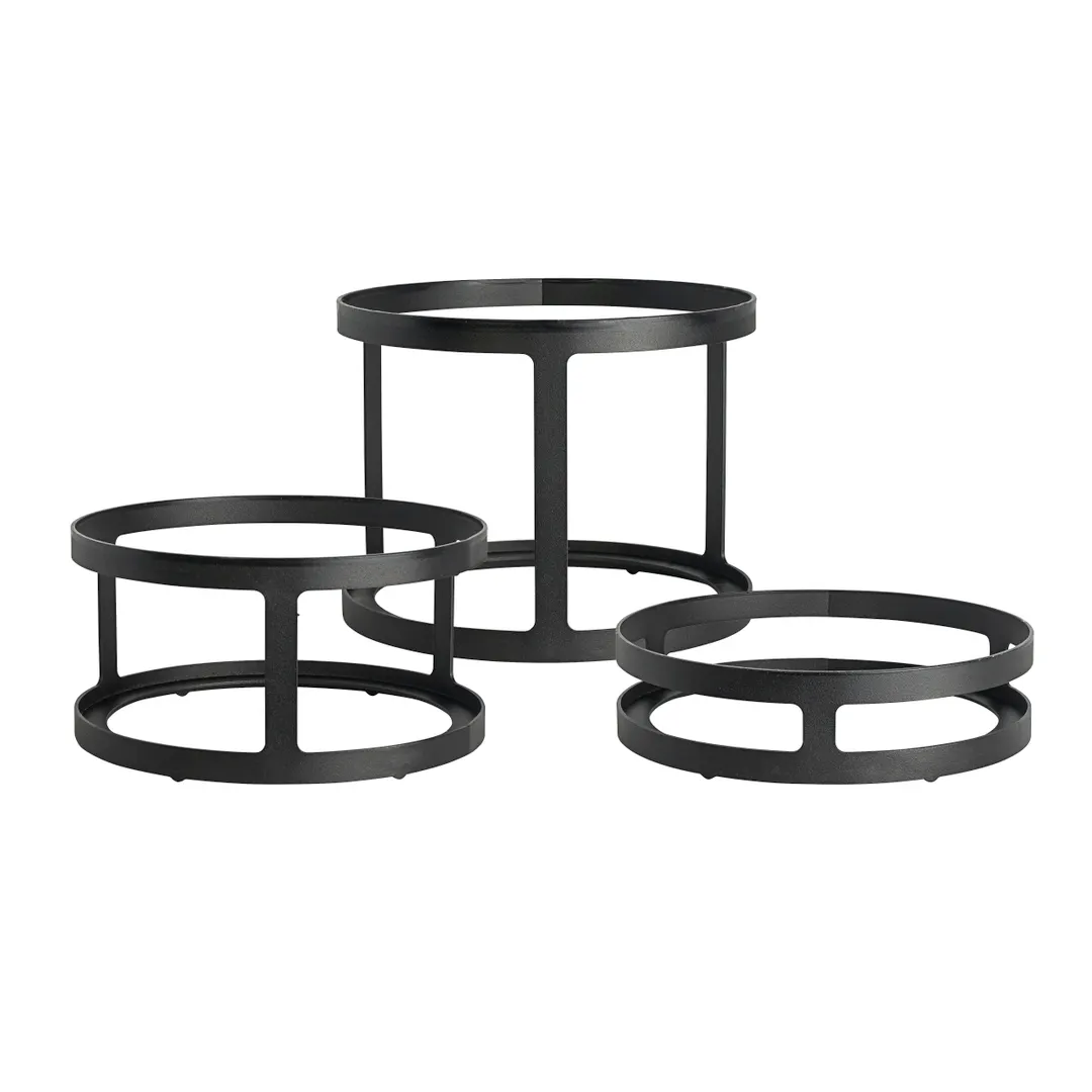 Steelite GS196672 - Set of 3 Risers, 8-1/2" Dia, Heights 6-5/8"-4-3/8"-2-3/8", Steel Black - 3/Set