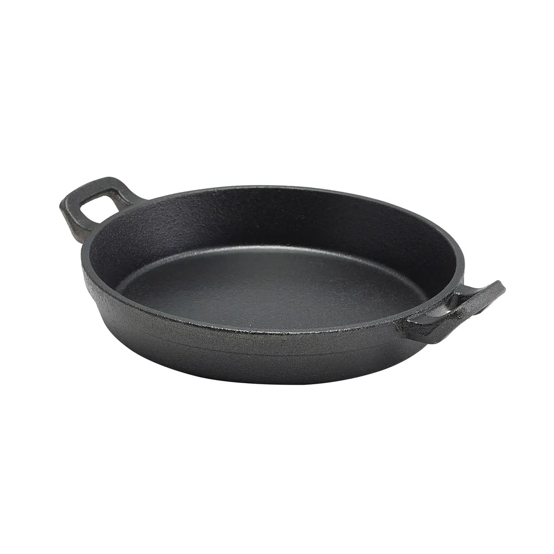 Steelite GWC183 - Cast Iron Earred Baking Dish, 22.5 oz, 9.25" x 7.25" x 1.75", 7" Diameter, 10/Case