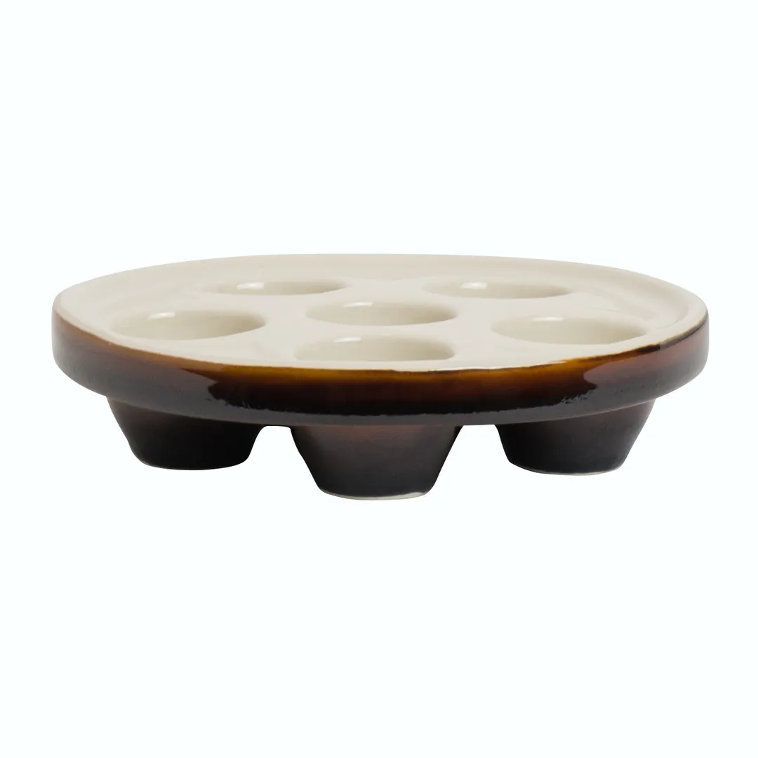 Steelite HL11660ALBB - 6-H Escargot Plate, 6-3/4" Dia x 1-1/2" H, White/Lenox Brown China, 1 Dozen