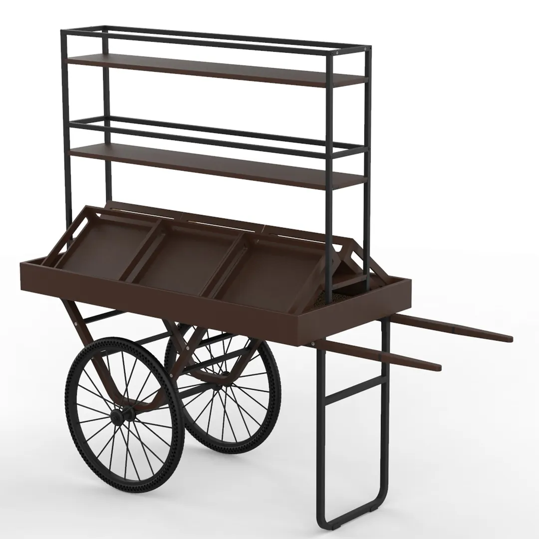 Steelite MGCC02DS Commercial Serving Cart with Shelves, Dark Finish, 3-Tier, Heavy Duty, Serving and Transport Cart for Restaurant, Cafeteria, and Food Service