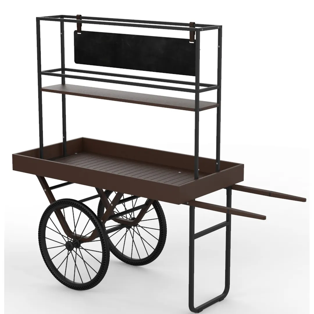 Steelite MGCCNT03DSXX Mogogo Cantine Serving Cart With Shelf And Sign Dark Finish With Black Wheels