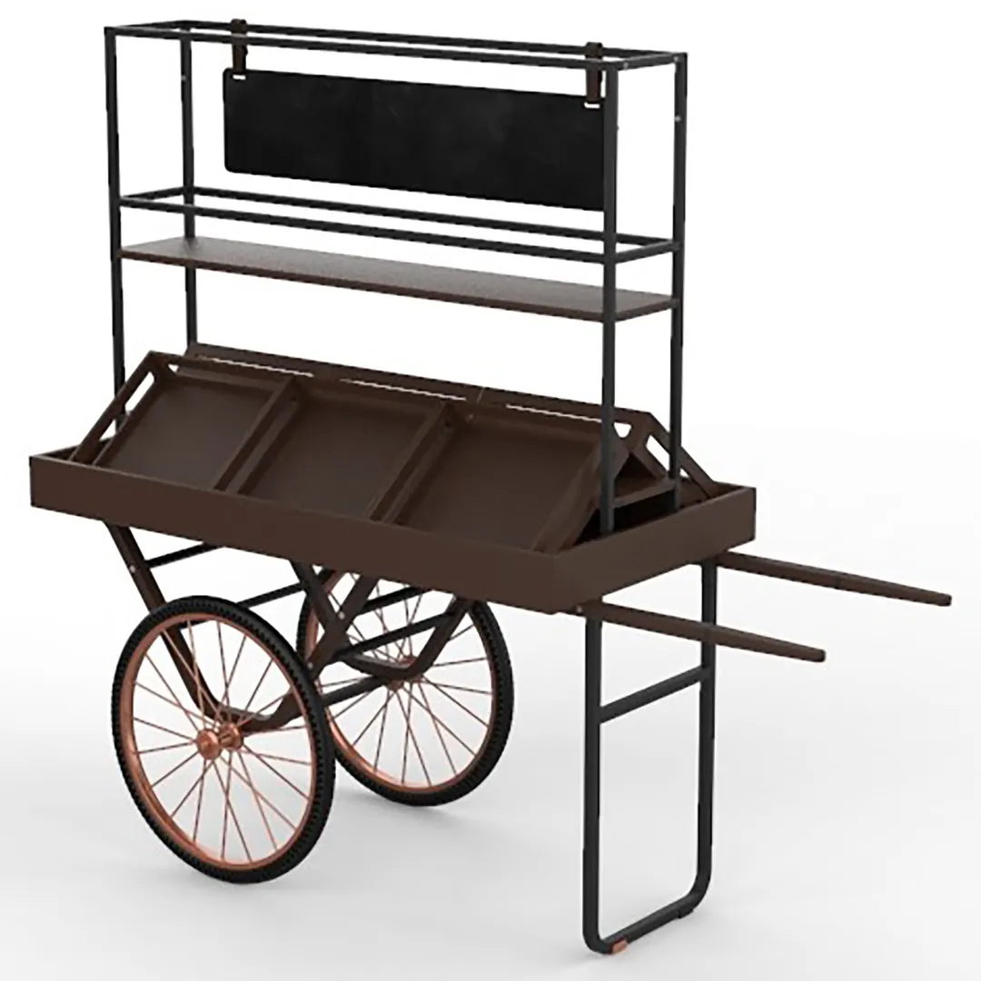 Steelite MGCCNT05DPXX Mogogo Cantine Serving Cart With Shelf Crates Dark Copper Wheels