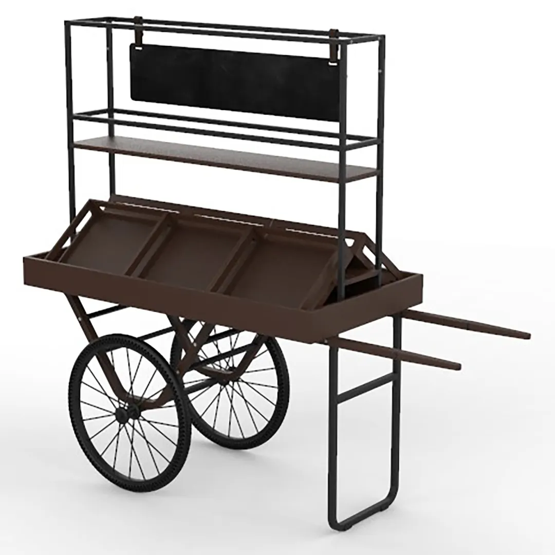Steelite MGCCNT05DSXX Mogogo Cantine Cart With Shelf Crates Dark Finish Black Wheels