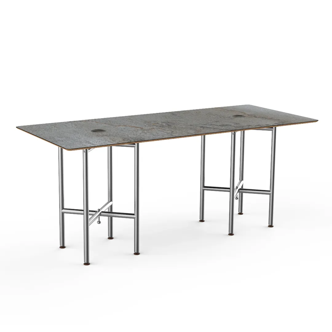 Steelite 72 Inch Rectangular Dining Table, Grey Slate Finish, 30 Inch Height, Modern Design for Restaurants and Commercial Use