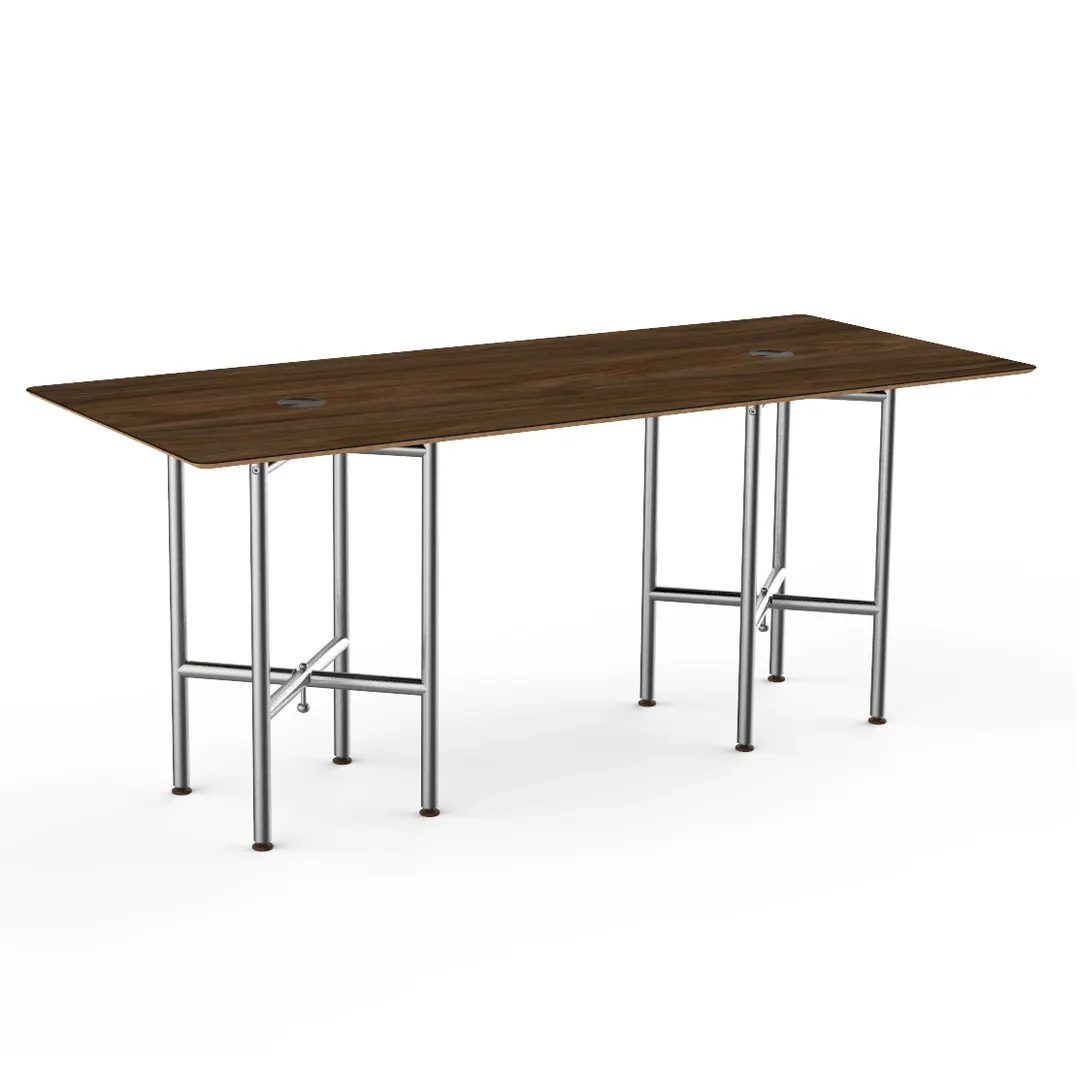 Steelite MGCCVG01WSXX 72" Rectangular Buffet Table, Bengali Mango Wood BHP Laminate, Brushed Stainless Steel