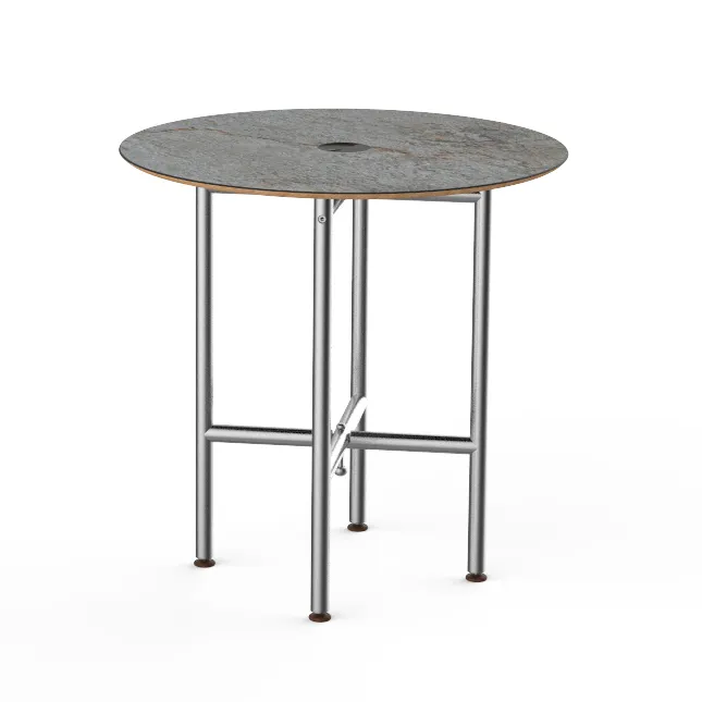 Steelite MGCCVR01GSXX Mogogo Buffet Solutions Clix Table, 30" dia. x 30"H, grey slate BHP laminate top, brushed stainless steel