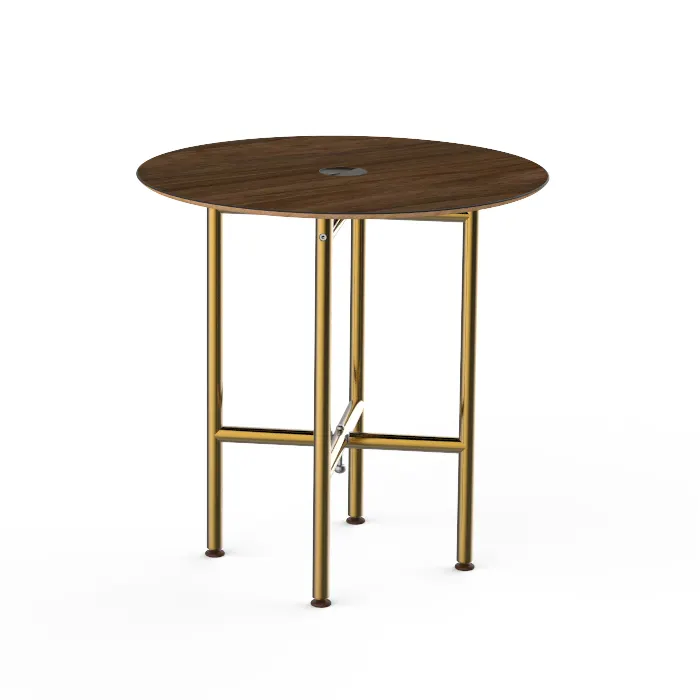 Steelite MGCCVR01WBXX Mogogo Buffet Solutions Clix Table, 30" Round, Bengali Mango Wood, Brushed Brass