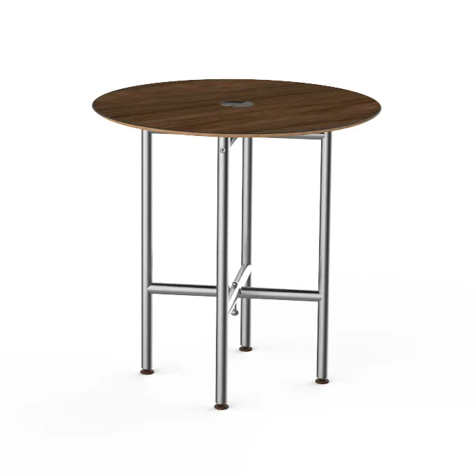 Steelite MGCCVR01WSXX Mogogo Buffet Solutions Clix Table, 30" Round, Bengali Mango Wood Top, Brushed Stainless Steel