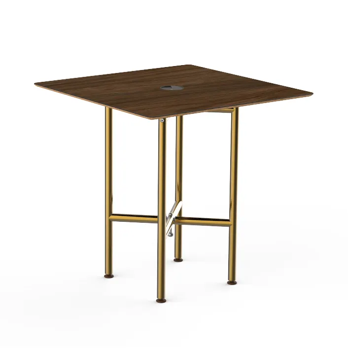 Steelite MGCCVS01WBXX Mogogo Buffet Solutions Clix Table, 30" Square, Bengali Mango Wood BHP Laminate Top, Brushed Brass
