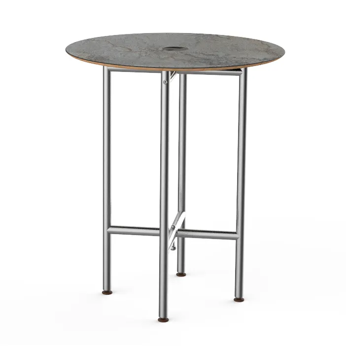 Steelite MGCCYR01GSXX Mogogo Buffet Solutions Clix Table, 30" Round, 36"H, Grey Slate Laminate Top, Brushed Stainless Steel