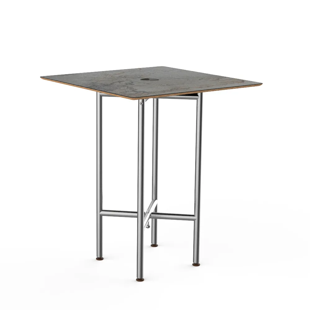Steelite MGCCYS01GSXX Mogogo Buffet Solutions Clix Table, 30x30, Grey Slate BHP Laminate Top, Brushed Stainless Steel