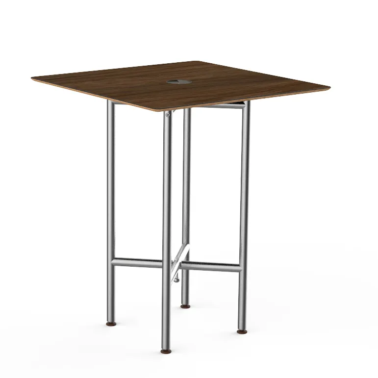 Steelite MGCCYS01WSXX 30" Square Bengali Mango Wood BHP Laminate Top Brushed Stainless Steel Table