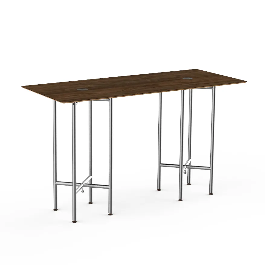 Steelite MGCCZG01WSXX 72" x 30" x 42"H Rectangular Bar Height Table, Bengali Mango Wood BHP Laminate Top, Brushed Stainless Steel Legs