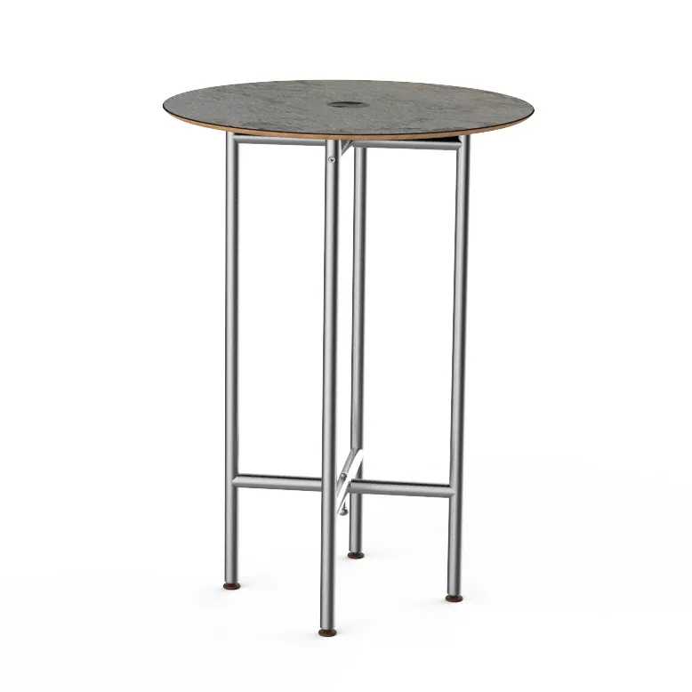 Steelite MGCCZR01GSXX 30 Inch Round Bar Height Table, Grey Slate BHP Laminate Top, Brushed Stainless Steel
