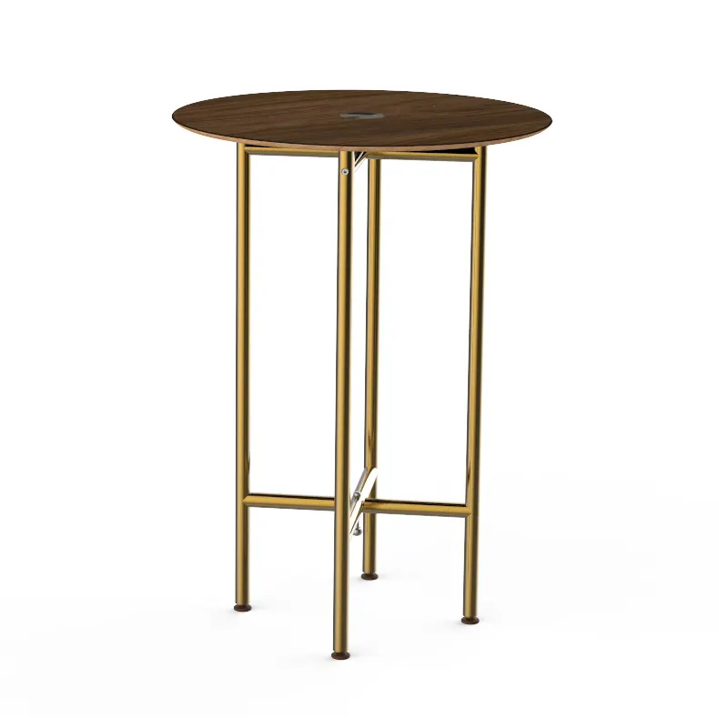 Steelite MGCCZR01WBXX 30" Round Bengali Mango Wood Bar Height Table, 42"H, BHP Laminate Top