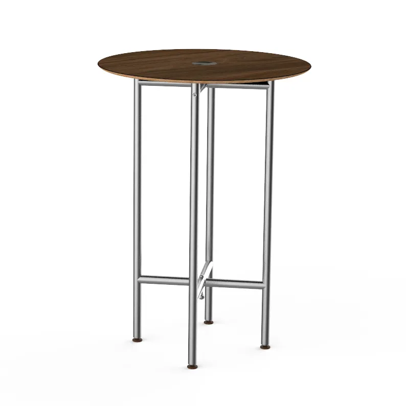 Steelite 30 Inch Round Bar Height Table with Bamboo Core and Brushed Stainless Steel Finish
