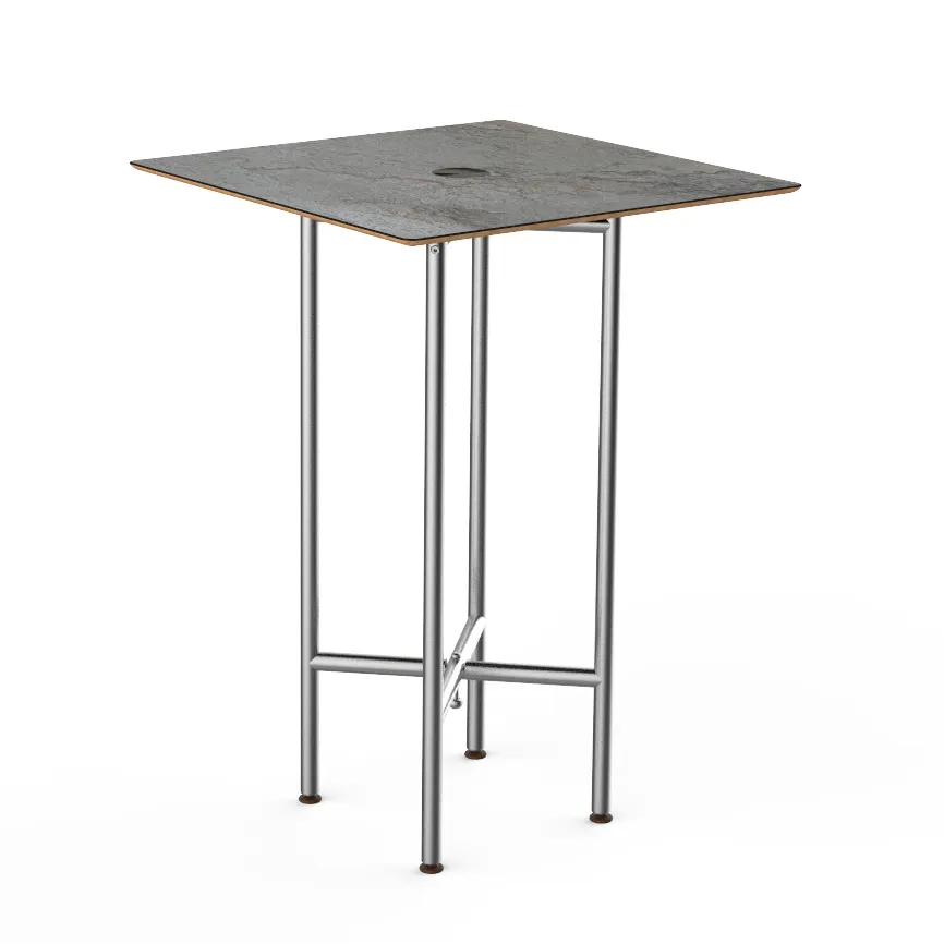 Steelite MGCCZS01GSXX 30" Square Bar Height Table, Grey Slate BHP Laminate Top, Brushed Stainless Steel