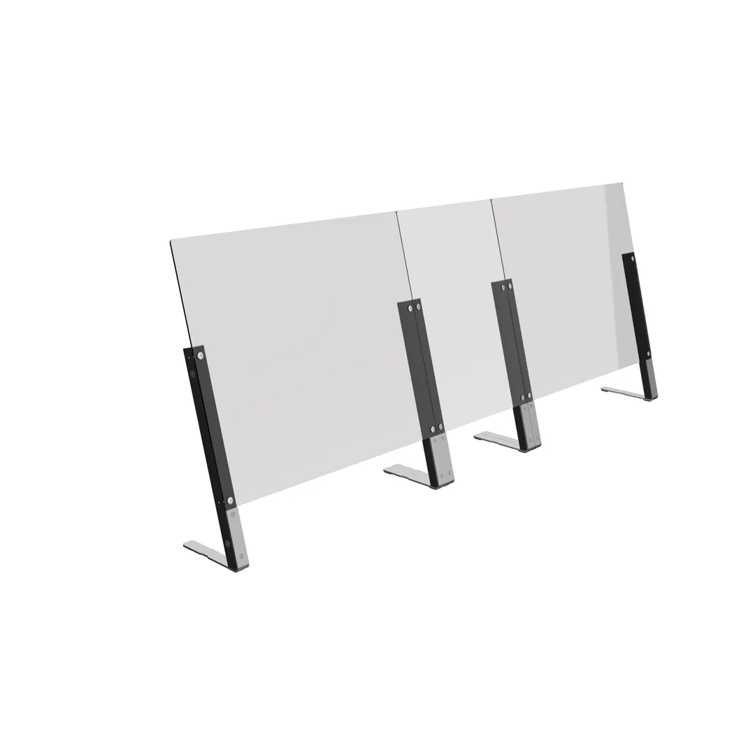Steelite MGCDVO05CSAS V‑Shield Sneeze Guard 90"x35½" Single Clear Acrylic Steel Frame 6" Opening