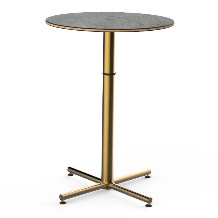 Steelite MGCPBR01GBXX Mogogo Buffet Solutions 30" Round Bar Height Table, 42"H, BHP Laminate Top, Brushed Brass