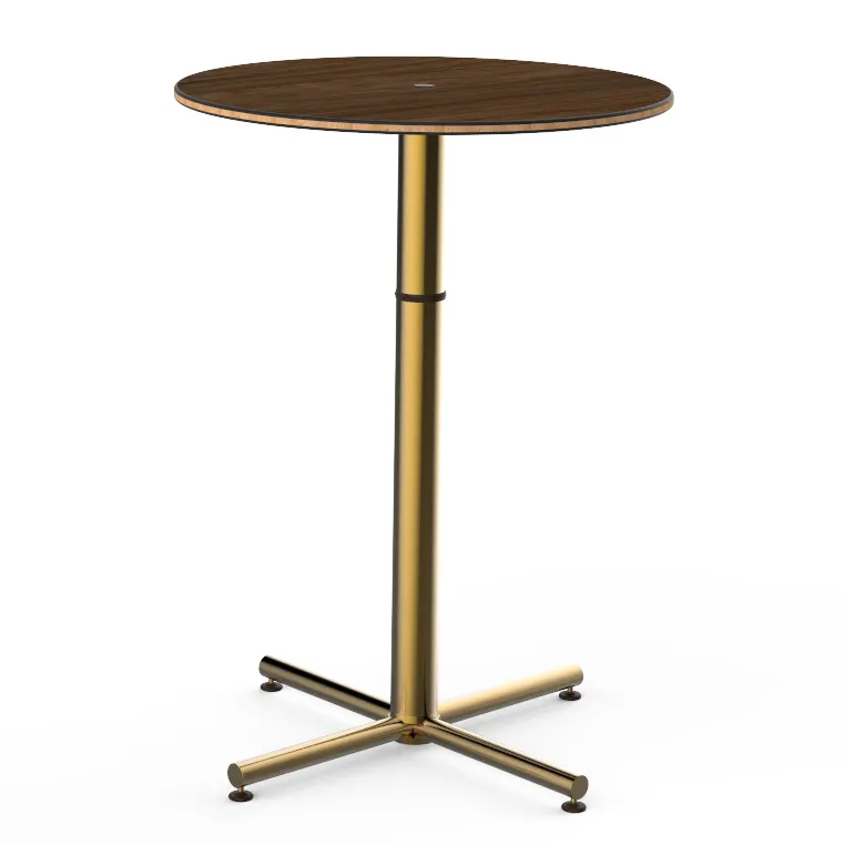 Steelite MGCPBR01WBXX 30" Round Bar Height Table, 42"H, BHP Laminate Top, Brushed Brass, Knockdown