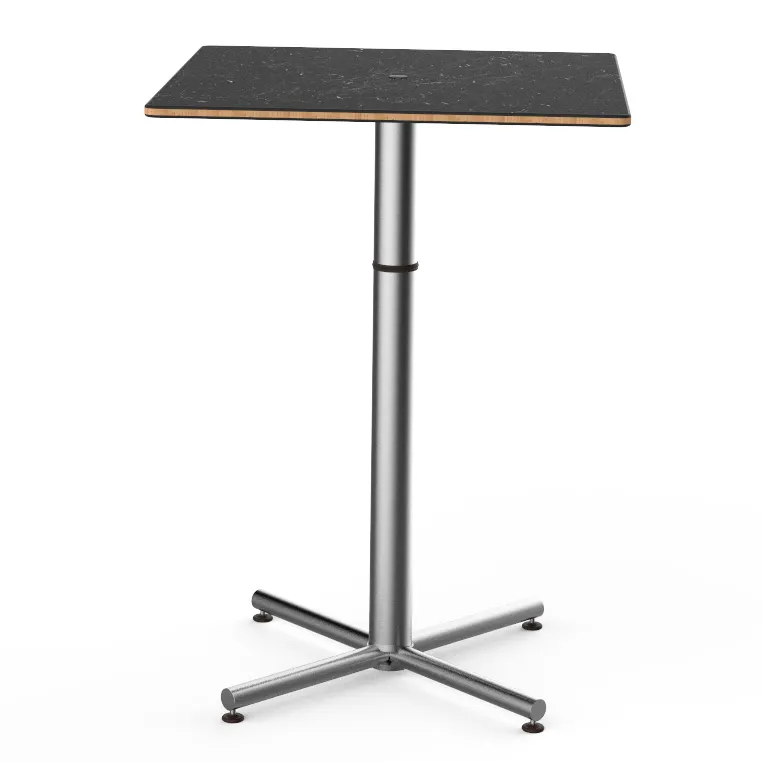 Steelite MGCPBS01MSXX Bar Height Table, 30'x30', Nero Marmora Granite Top, Brushed Stainless Steel Base