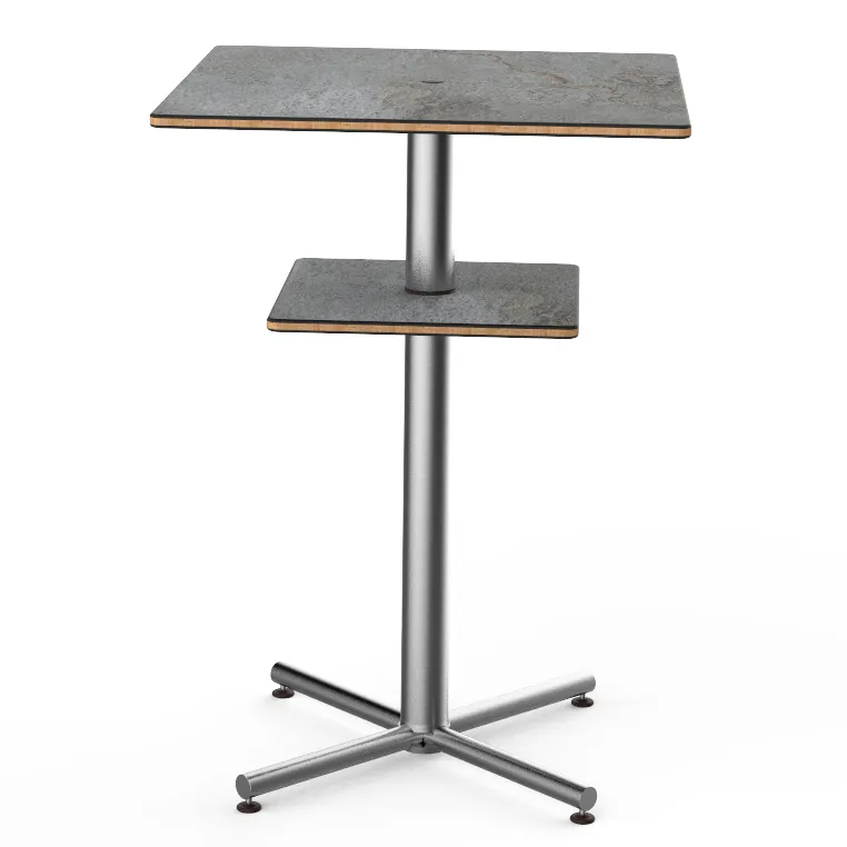 Steelite MGCPBS02GSXX 30x30x42.5H Square Bar Height Table, Grey Slate Laminate Top, Brushed Stainless Steel