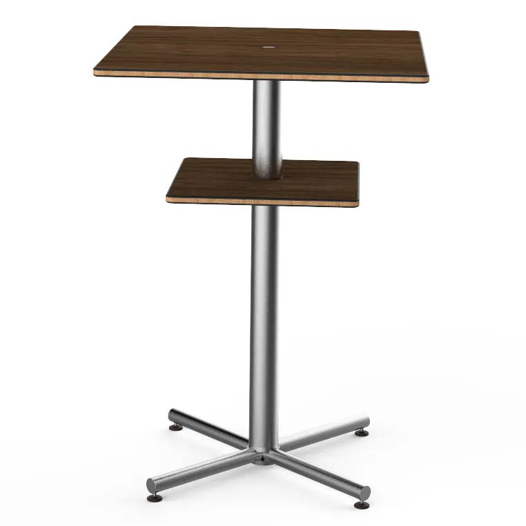 Steelite MGCPBS02WSXX 30x30x42.5in Square Bar Height Table, Bengali Mango Wood Top, Brushed Stainless Steel
