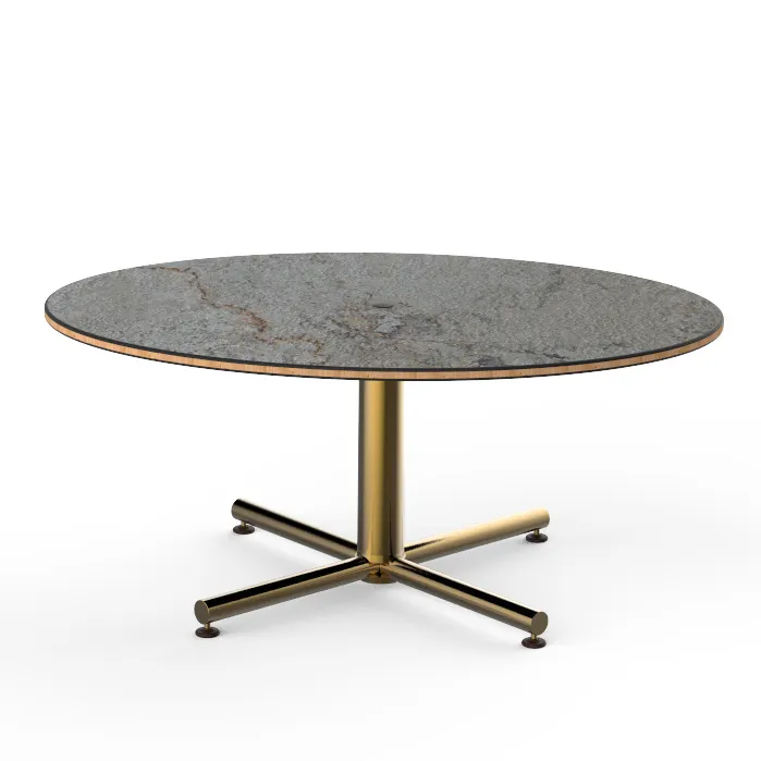 Steelite MGCPFV01GBXX Mogogo Buffet Solutions Polo Coffee Table, 42.5x30x18, Oval, Grey Slate BHP Laminate Top with Bamboo Core, Brushed Brass