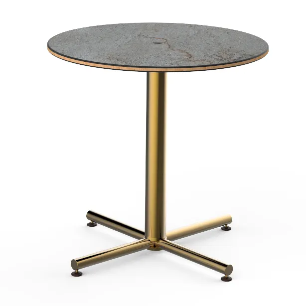 Steelite MGCPRR01GBXX 30" Round Bistro Table, 29"H, Grey Slate Laminate Top, Brushed Brass Base