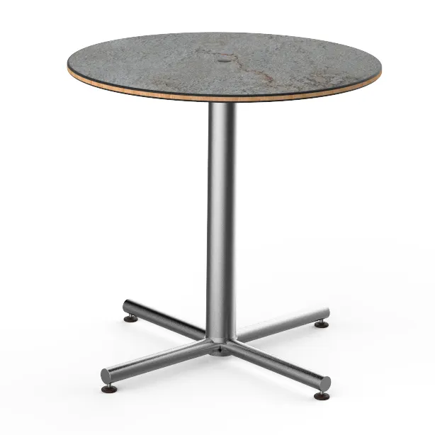 Steelite MGCPRR01GSXX 30" Round Bistro Table, 29"H, Grey Slate BHP Laminate Top, Brushed Stainless Steel Base