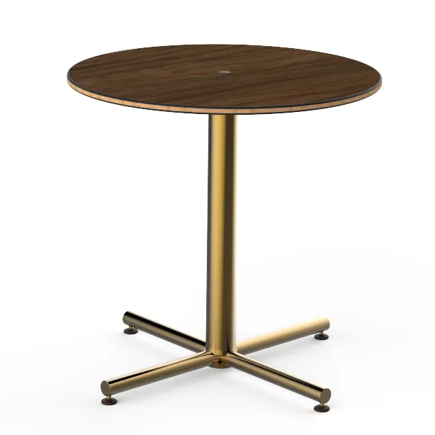Steelite MGCPRR01WBXX 30" Round Bengali Mango Wood Bistro Table, 29"H, Four Point Pedestal Base
