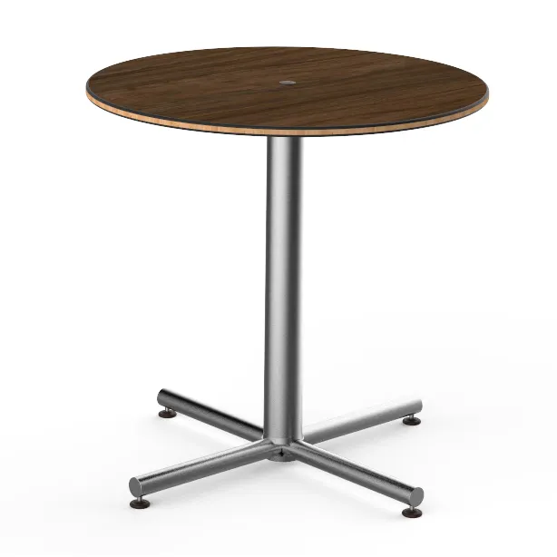 Steelite MGCPRR01WSXX 30" Round Bengali Mango Wood Bistro Table, 29"H, Brushed Stainless Steel Base