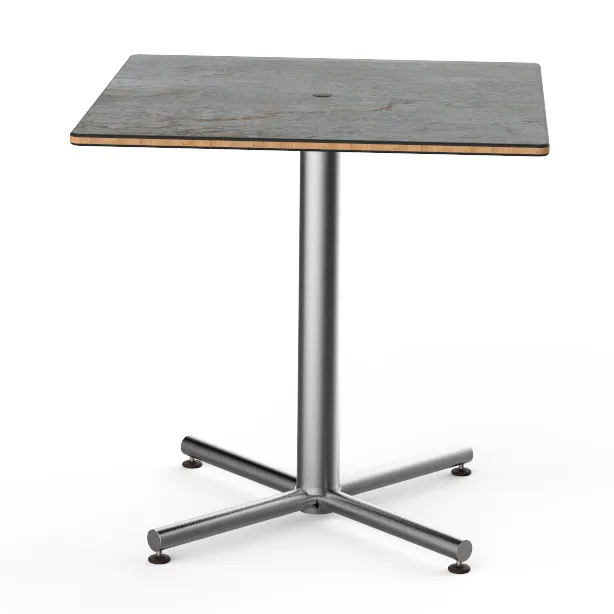 Steelite MGCPRS01GSXX 30x30 Square Bistro Table, 29H, Grey Slate Laminate Top, Brushed Stainless Steel Base