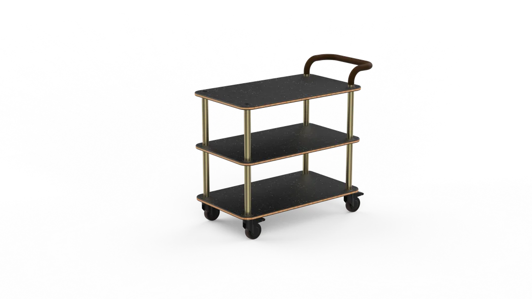 Steelite MGCRNX01MBXX 41.5x21 Serving Cart, Nero Marquina Marble, Brushed Brass, 36H
