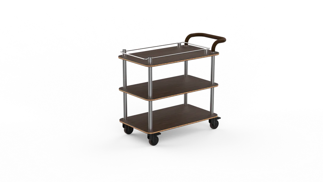 Steelite MGCRNX02WSXX 41.5x21x36 Buffet Serving Cart, Bengali Mango Wood, Brushed Stainless Steel