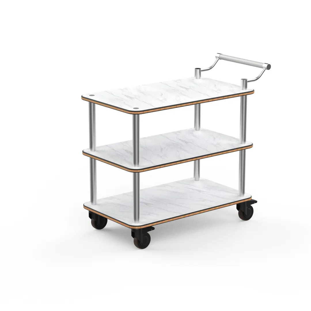 Steelite Serving Cart, 41.5"H, Marble Top, Brushed Stainless Steel Frame, MGCRNX09CSXX