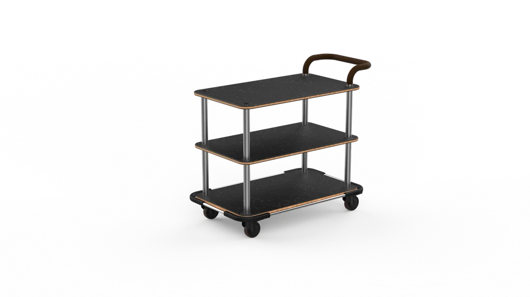 Steelite MGCRNX11MSXX 41.5x21x36 Buffet Serving Cart, Nero Marquina Marble, Brushed Stainless Steel