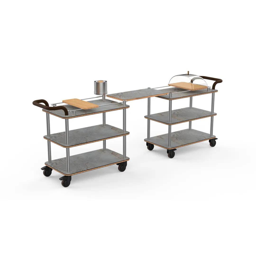 Steelite MGCRNX24GSXX Mogogo Roll'n Mini Brunch Time Station, Grey Slate, Brushed Stainless Steel, Leather Handle
