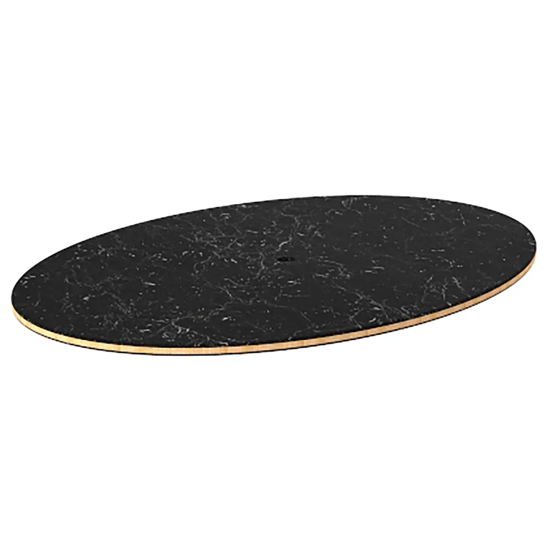 Steelite MGSPOLHB0101 Oval Restaurant Table Top, 42.5x30, Nero Marquina Marble BHP Laminate