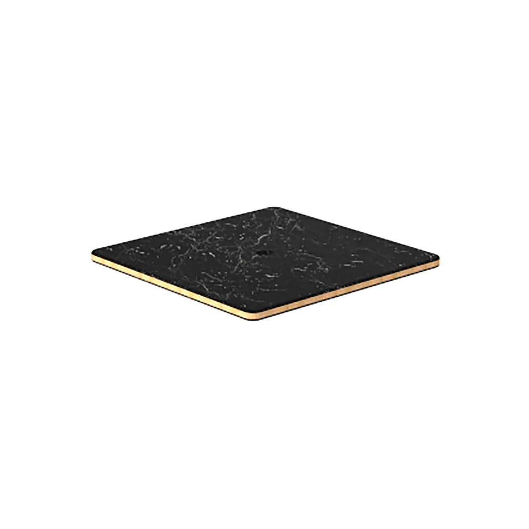 Steelite MGSPOLHB0201 Square Nero Marquina Marble BHP Laminate Table Top, 18" x 18", Bamboo Core