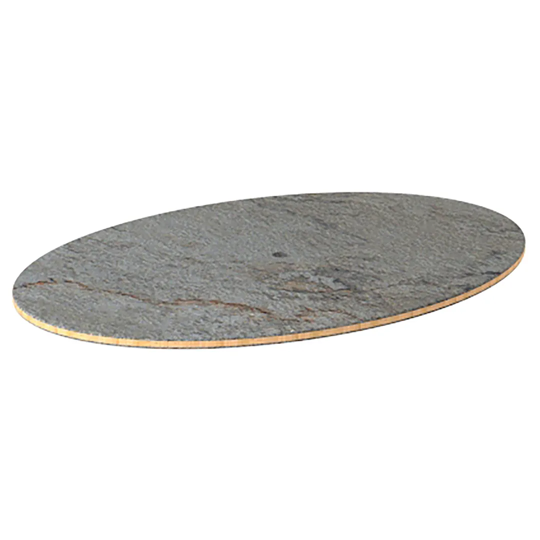 Steelite MGSPOLHG0101 Oval Restaurant Table Top, 42.5x30, Grey Slate BHP Laminate, Bamboo Core