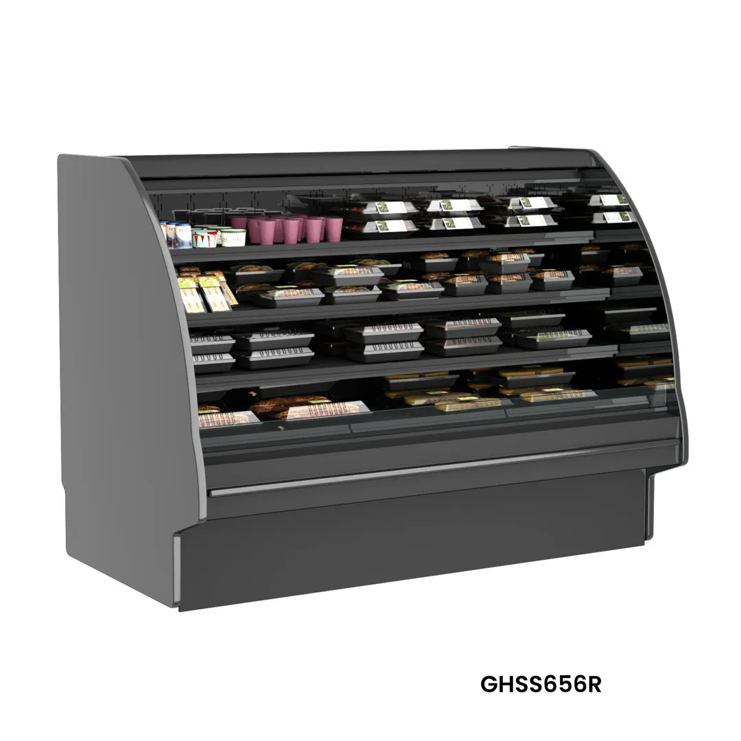 Structural Concepts GHSS456R (CURVED) 51"W x 44-3/8"D x 55-7/8"H Black Stainless Steel Display Case