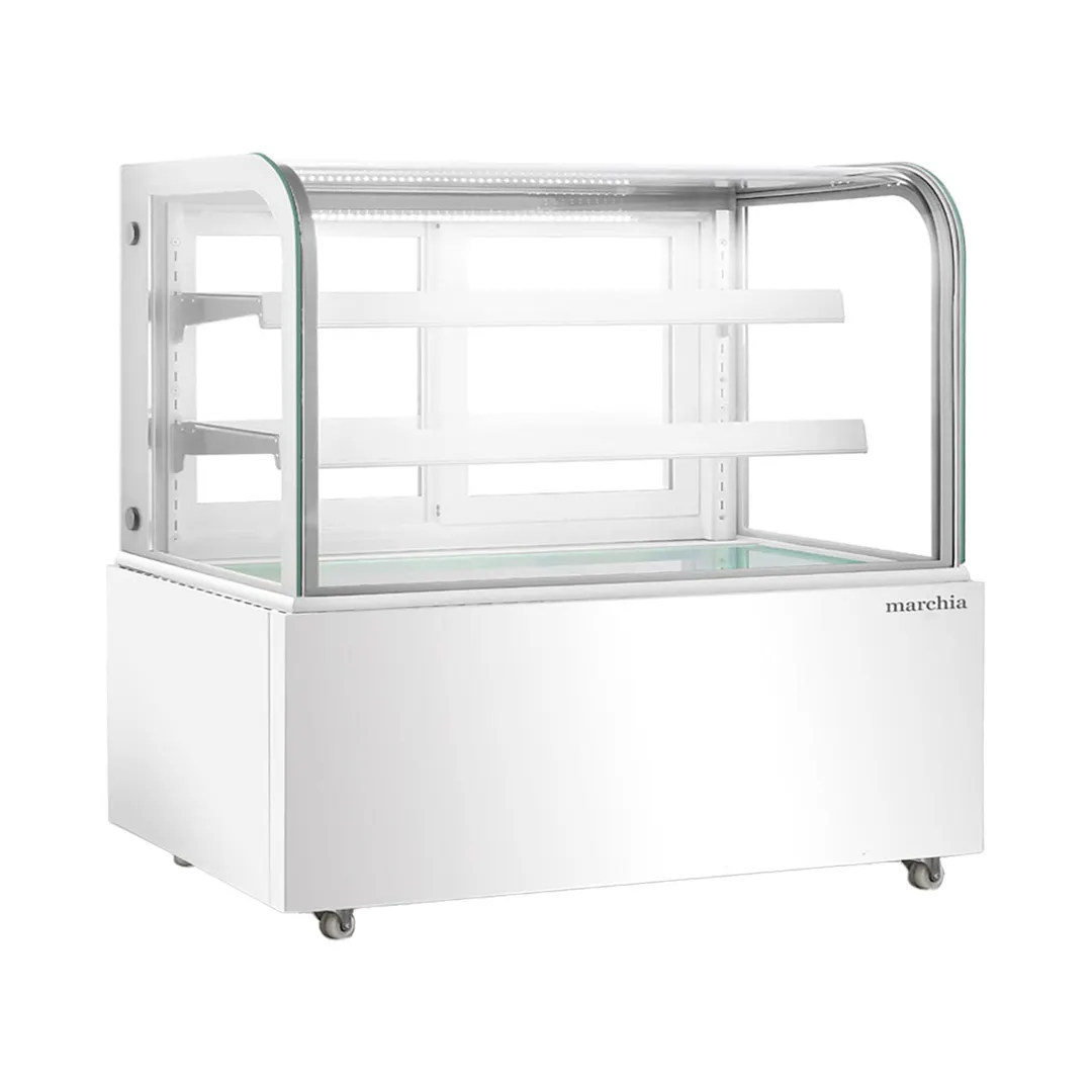 Marchia MB60-W Bakery Display Case, 59.6" Wide, 18 cu ft, White Glass, R290, 2 Shelves, 110-120V