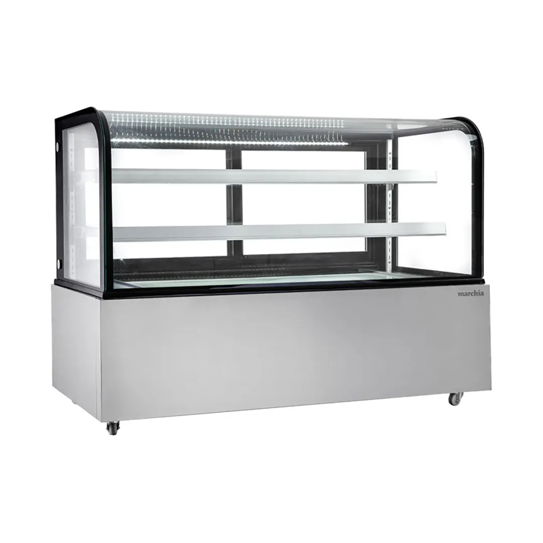 Marchia MB72 72" Bakery Display Case, 21.2 cu ft, Silver Base, Front, Bottom‑Mounted, LED, 440W